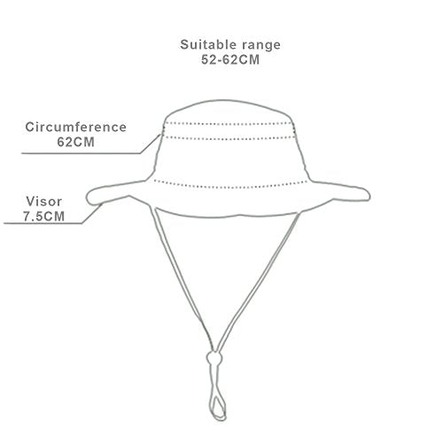 EONPOW Fishing Hats Windproof UPF50+ UV Protection Bucket Beach Mesh Sun Hat 56-61cm - color: Black