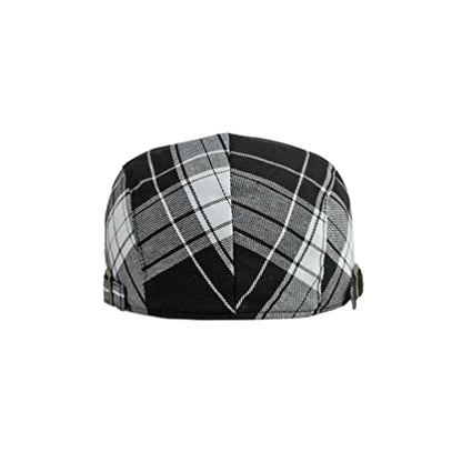 WITHMOONS Adjustable Colorful Plaid Flat Cap Newsboy Cabbie Gatsby Golf Beret Hat YZ30109 - color: Black