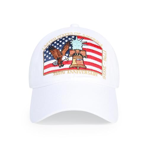 USA 250th Anniversary Baseball Cap Patriotic Embroidered American Hat - color: 3-white