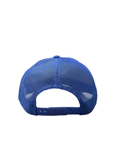 Ashen Fane Faux Suede Polyester Blend 5 Panel Classic Flat or Round Visor Adjustable Snapback Mesh Back Trucker Hat - color: Round - Royal