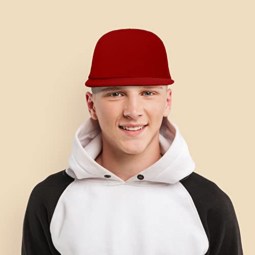 DALIX Flat Billed Trucker Hat Mesh Back S M L Adjustable Cap Solid Two Toned Snapback - color: Red, size: One Size