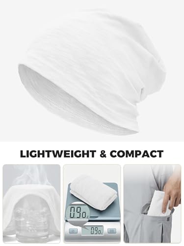 ROYBENS Lightweight 100% Cotton Slouchy Summer Beanie Men Women, Chemo Cap - color: 1pc White, size: Large