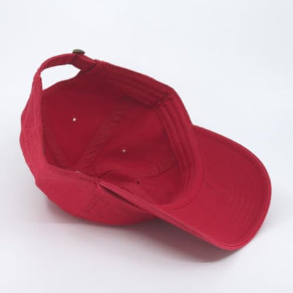 Washed Canvas Combed Cotton Unstructured Soft Crown Adjustable Dad Hat Baseball Cap - color: Washed Cotton Red
