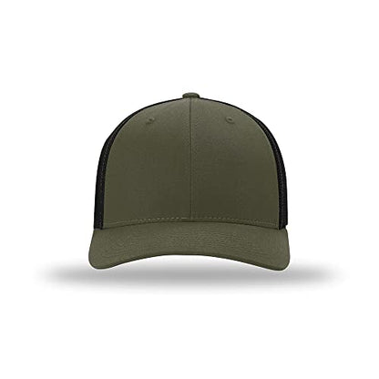Richardson 110 Trucker R-Flex Baseball Cap| Fitted Mesh Back Hat - color: Loden/Black, size: Small-Medium