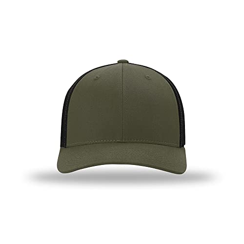 Richardson 110 Trucker R-Flex Baseball Cap| Fitted Mesh Back Hat - color: Loden/Black, size: Large-X-Large