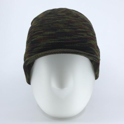 The Vintage Year Visor Beanie Billed Knit Radar Cuff Skull Cap Sports Outdoor Winter Stretch Acrylic One Size Men Women - color: Camo