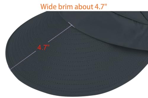 Sun Hats for Women Wide Brim UV Protection Sun Hat Summer Beach Packable Visor - color: Dark Grey
