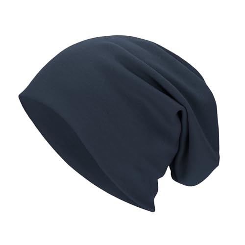 Zando Slouchy Dwarf Beanie Hats for Women Men - Breathable Cozy Cotton Sleep Cap Thin Chemo Headwear for Hip-Pop Halloween - color: Navy Blue
