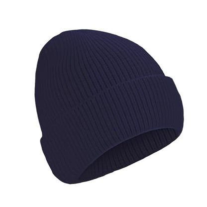 Beanie for Men Women Cuffed Thick Knitted Skull Cap Unisex Winter Hat - color: Navy Blue