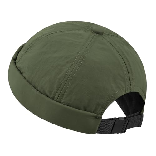 Clakllie Quick Dry Brimless Docker Cap for Men Summer Beanie Sailor Skullcap Lightweight Waterproof Adjustable No Brim Hat - color: S-ct81-army Green