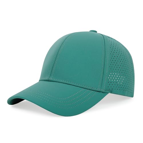 Quick Dry Baseball Cap Curved Brim Snapback Hat Mesh for Men Women - color: Lakegreen