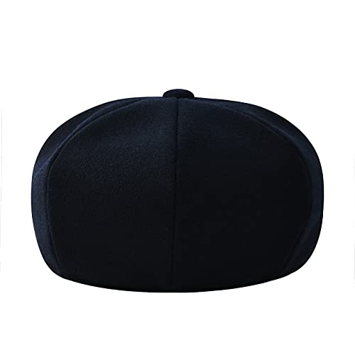 Men Wool Blend 8 Panel Newsboy Cap - color: Navy, size: 7 1/8