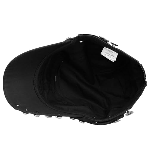 Oversize Cadet Hat Women Hip Hip Punk Rock Rivet Cotton Baseball Caps Big Head Men Army Sun Caps Dad Flat Top Fitted Hats - color: Black 1