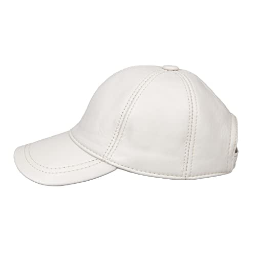Genuine Leather Unisex Baseball Cap - color: Beige