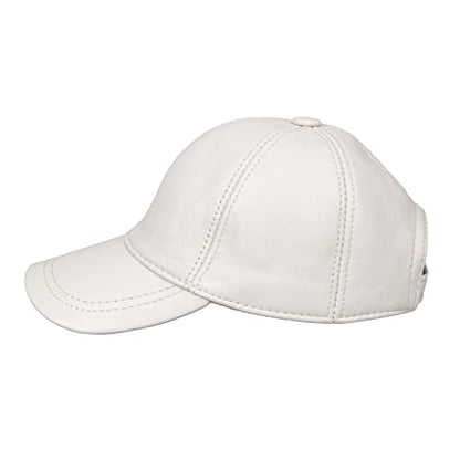 Genuine Leather Unisex Baseball Cap - color: Beige