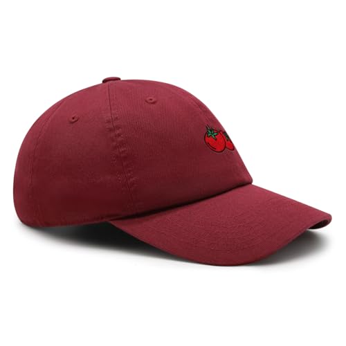 JPAK Two Tomatoes Premium Dad Hat Embroidered Cotton Baseball Cap Vegetables Embroidery - color: Maroon