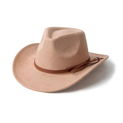 Suede Cowboy Hat for Women & Men Classic Western Hats - color: Camel