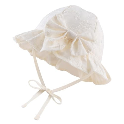 JANGANNSA Bow Baby Girls Summer Hat Flower Toddler Girls Sun Hat Cotton Breathable Infant Hat - color: Beige Bowknot, size: 0-3 Months