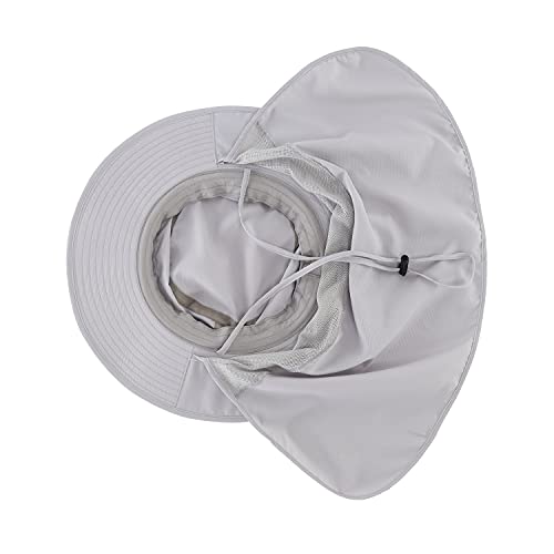 Home Prefer UPF50 Mens Sun Hat with Neck Flap Quick Dry UV Protection Cap Womens Wide Brim Fishing Hat Neck Flap Beach Garden - color: White