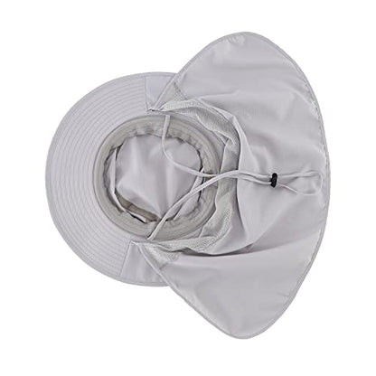Home Prefer UPF50 Mens Sun Hat with Neck Flap Quick Dry UV Protection Cap Womens Wide Brim Fishing Hat Neck Flap Beach Garden - color: White