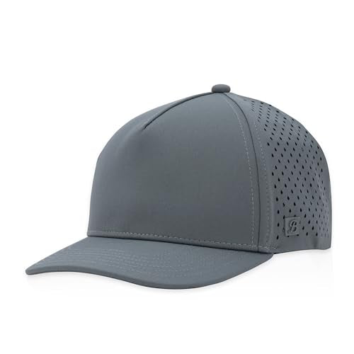 Gilbert Performance 5‑Panel Snapback Hat – Adjustable Flat Bill Cap, Breathable Mesh, Water‑Repellent Fabric, Unisex - color: Dark Grey