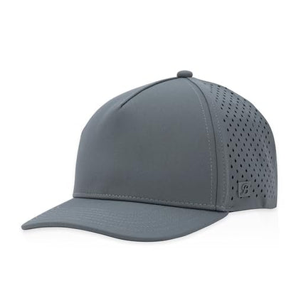 Gilbert Performance 5‑Panel Snapback Hat – Adjustable Flat Bill Cap, Breathable Mesh, Water‑Repellent Fabric, Unisex - color: Dark Grey