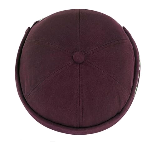 DIYDECAL Retro Brimless Skullcap Hat Docker Cap,Sailor Worker Hat Beanie Hat for Mens - color: Wine