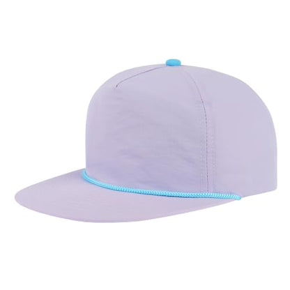 TOPTIE 5-Panel Rope Snapback Baseball Cap, Adjustable Flat Brim Hat, Quick Dry Soft Top Cap for Men Women Outdoor - color: Light Purple/Light Blue