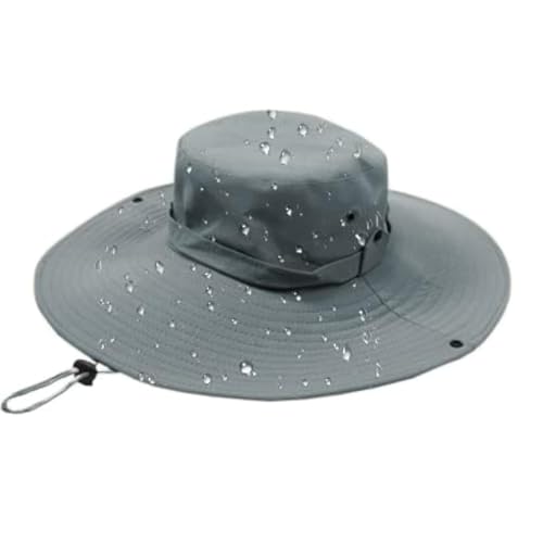 Waterproof Fishing Hat 12CM Wide Brim Sun Hat for Women Mens Packable Bucket hat- UPF 50 for Outdoor Gardening Beach Hats - color: Light Gray