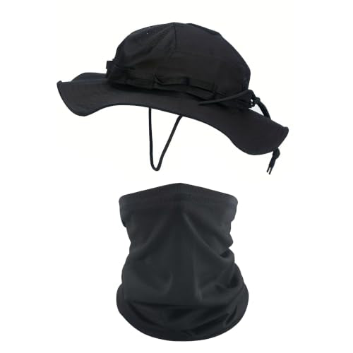 Sun Hat Breathable Boonie Hats for Men Women Fishing Safari Bucket Hat Cap Hunting Outdoor Hiking Camping - color: Suit-black