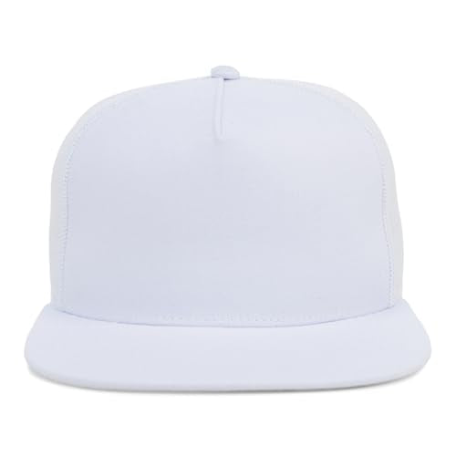 Lids Blank Essential 5-Panel Trucker Adjustable Snapback Hat - color: White