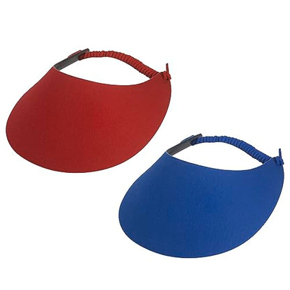 TOP HEADWEAR Women's Cotton Foam Visor- Stretch Sun Protection Hat - color: 2 Pc Red/Royal