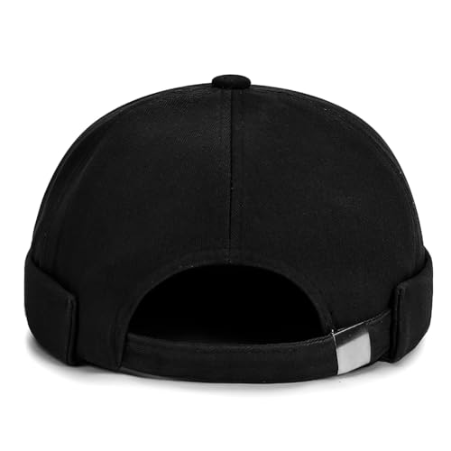 DIYDECAL Brimless Docker Cap,Skullcap Beanie, Retro Sailor Hat for Mens Womens - color: Black