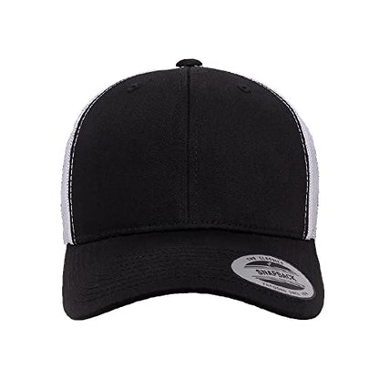 Yupoong Classic Mesh 6 Panel Retro Trucker Cap | Mid Profile Snapback - color: Black/White
