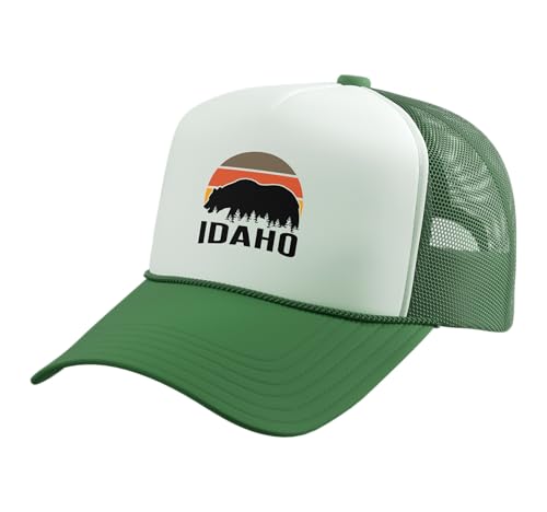 Idaho Trucker Hat with Adjustable Mesh Back - color: Kelly Green/White
