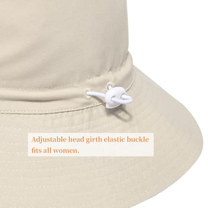Women Wide Brimmed Sun Hat,Summer Foldable Beach Bucket Hat with UV Protection for Women Young Girls - color: White & Light Gray 2pcs