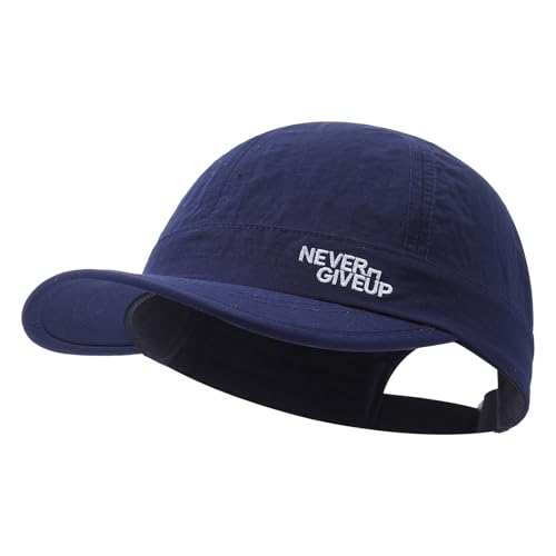 Quick Dry Short Brim Baseball Cap Lightweight Unstructured Sports Hat Trucker Cap Waterproof Umpire Sun Hat - color: Mg-xzcbsudy2515-navy Blue