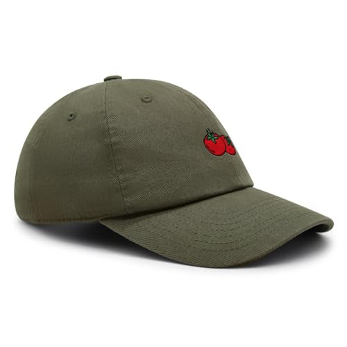JPAK Two Tomatoes Premium Dad Hat Embroidered Cotton Baseball Cap Vegetables Embroidery - color: Olive Green