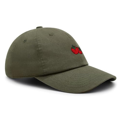 JPAK Two Tomatoes Premium Dad Hat Embroidered Cotton Baseball Cap Vegetables Embroidery - color: Olive Green