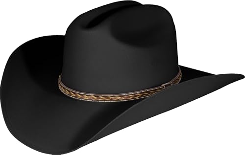 Mrlahat Western Cowboy & Cowgirl Hat Wide Brim Front Pinch Style - color: Black, size: Small-Medium