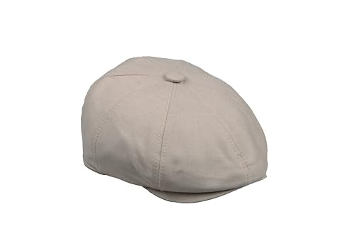 8 Panel Newsboy Cap – Linen Blend with 100% Cotton Lining - color: Ivory, size: 3X-Large