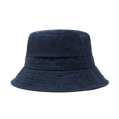 Hot Summer Bucket Hat - Trendy Cotton Sun Hat for Beach, Golf, Fishing - color: Navy.