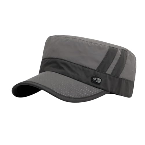 FASHIXD Mesh Military Hat for Men Summer Army Cap Quick Qry Short Bill Hat Cadet Caps - color: Gray