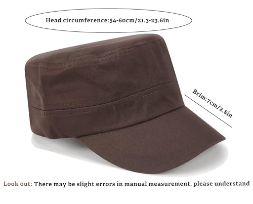 Unisex Basic Cadet Army Caps Everyday Military Style Hat - color: Coffee