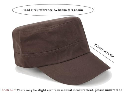 Unisex Basic Cadet Army Caps Everyday Military Style Hat - color: Coffee
