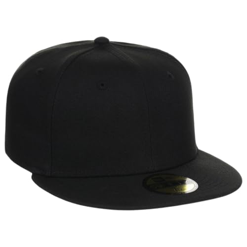 New Era Blank Custom 59FIFTY Fitted Flat Bill Cap - color: Black/Grey Uv, size: 7 1/2