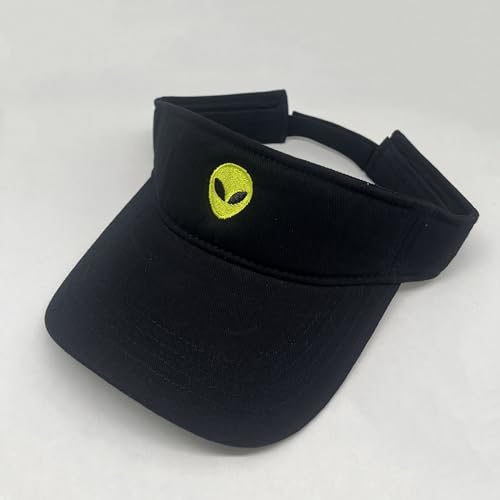 Embroidered Adjustable Sun Visor for Women Men Outdoor Golf Tennis - color: Alien/Black