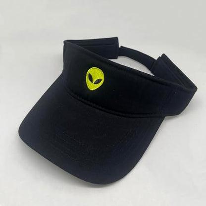 Embroidered Adjustable Sun Visor for Women Men Outdoor Golf Tennis - color: Alien/Black