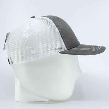 Heavy Washed Coated Canvas Wax-Look Adjustable Low Profile Men Women Baseball Cap - color: Gray/White