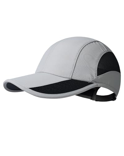 GADIEMKENSD Quick Dry Running Hat, UPF50+, Cooling Breathable Mesh, Water-Repellent, Plain & Packable, Anti-Glare - color: Light Grey